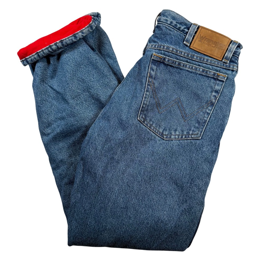 Wrangler‎ Rugged Wear Jeans Men 34x32 Blue Fleece Lined Straight Leg Workwear